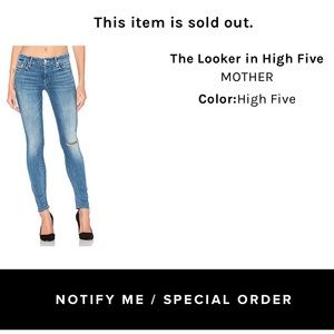 MOTHER Looker Destroyed Jeans Color ‘High Five’ Size 29